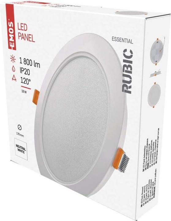 Produktbild Emos LED-Einbauleuchte RUBIC, rund, weiss, 18W, neutralweiss (1800 lm)