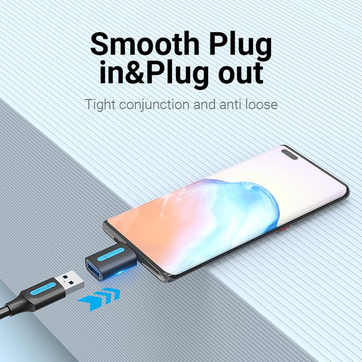 Actual product image Vention USB-C Male to USB 3.0 Female OTG Adapter Black PVC Type (USB-A)