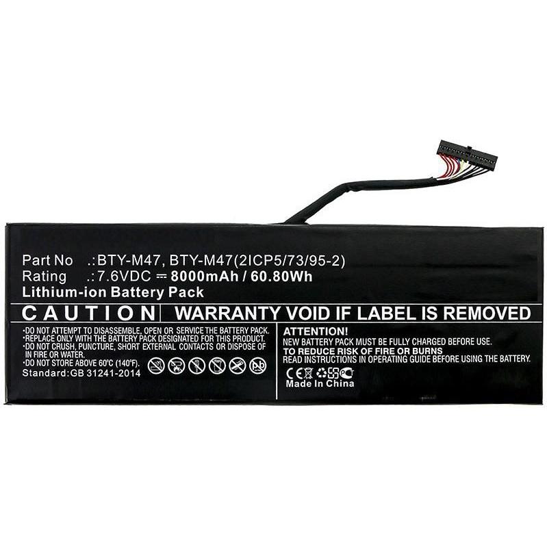 CoreParts Laptop Battery for MSI (8000 mAh), Notebook Akku, Schwarz