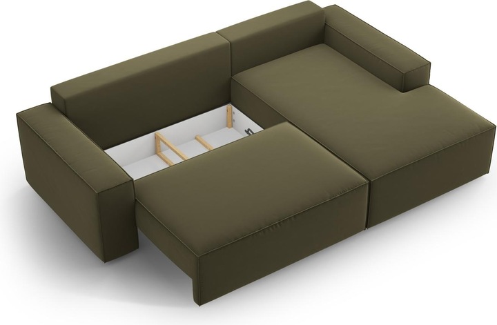Actual product image Micadoni Velvet Right Corner Sofa With Bed Function And Box, "Jodie", 3 Seats, 246x151x86 Made in Europe (Corner sofa)