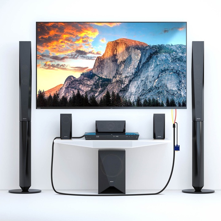 Produktbild LinQ HDMI auf 3x Cinch-Stecker / VGA Videokabel by – Schwarz (1.50 m, VGA)