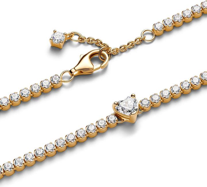 Actual product image Pandora Sparkling Heart Tennis Bracelet (16 cm, Metal, Gold plated)