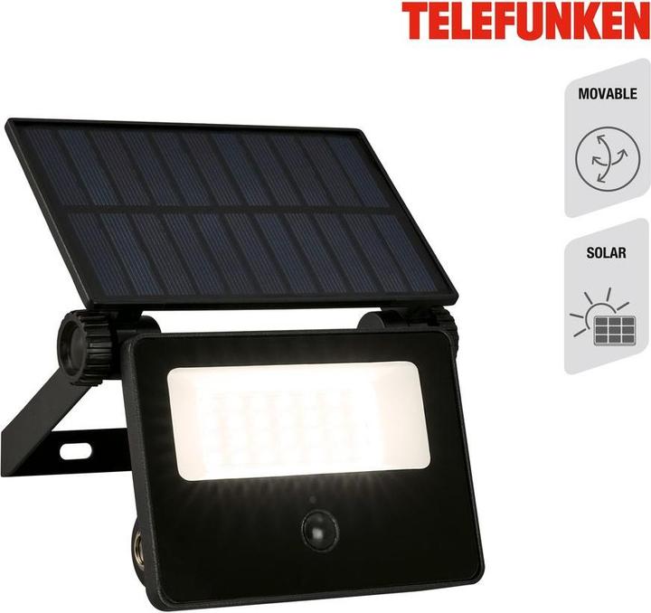Actual product image Telefunken Outdoor wall light / Solar /PIR, black, IP54 (1000 lm, IP54)
