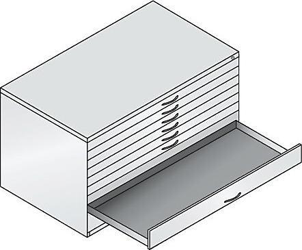 Actual product image C+P Drawing cabinet, A0, 8 drawers, height 760 mm, black grey / traffic white.