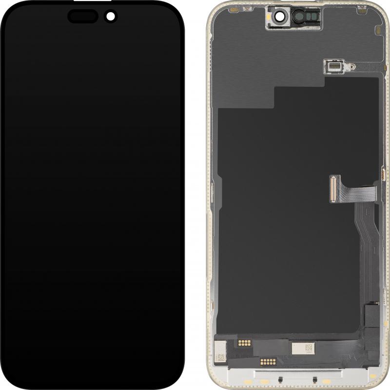 MP Display Unit fur iPhone 15 Pro Max, OLED FHD Diagnostic Version, Aftermarket, Black, Pezzi di ricambio per dispositivi mobili, Nero