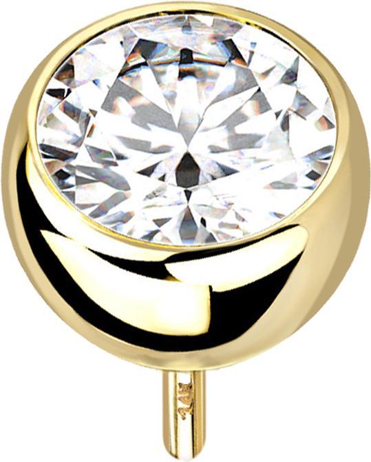 Immagine prodotto Star Piercing Emisfero Threadless in oro 14k con cristalli d'argento (senza ottone, Oro 14k)