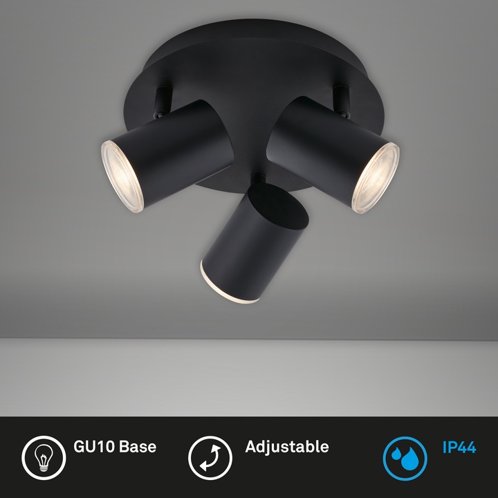 Produktbild Briloner LED Bad Spotleuchte, schwarz, exkl. 3xLED/GU10 (GU10)