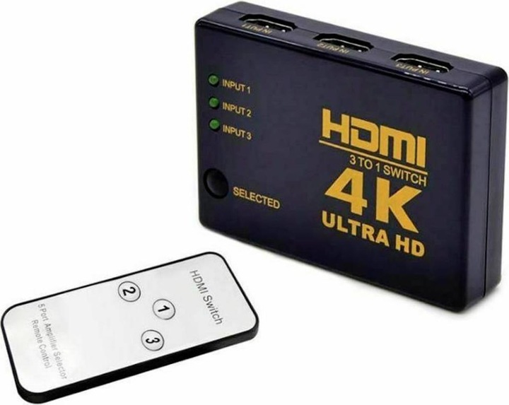 Immagine prodotto No Name Switch HDMI a 3 porte con telecomando, riproduzione 3D possibile 3840 x 2160 pixel