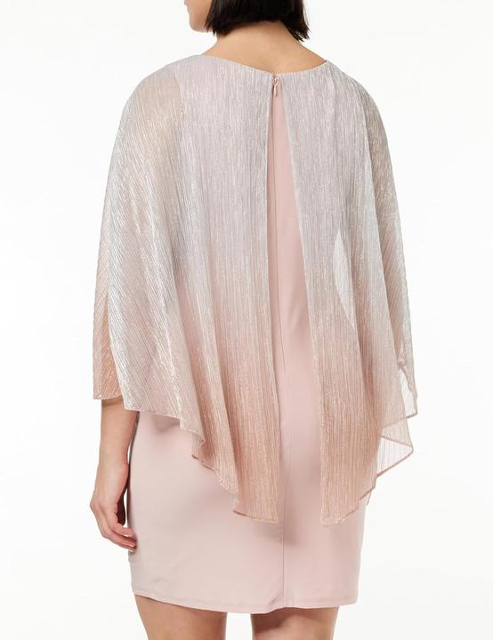 Actual product image Gina Bacconi Chiffon Cocktail Dress with Foil Cape and Glitter Sleeves (42)