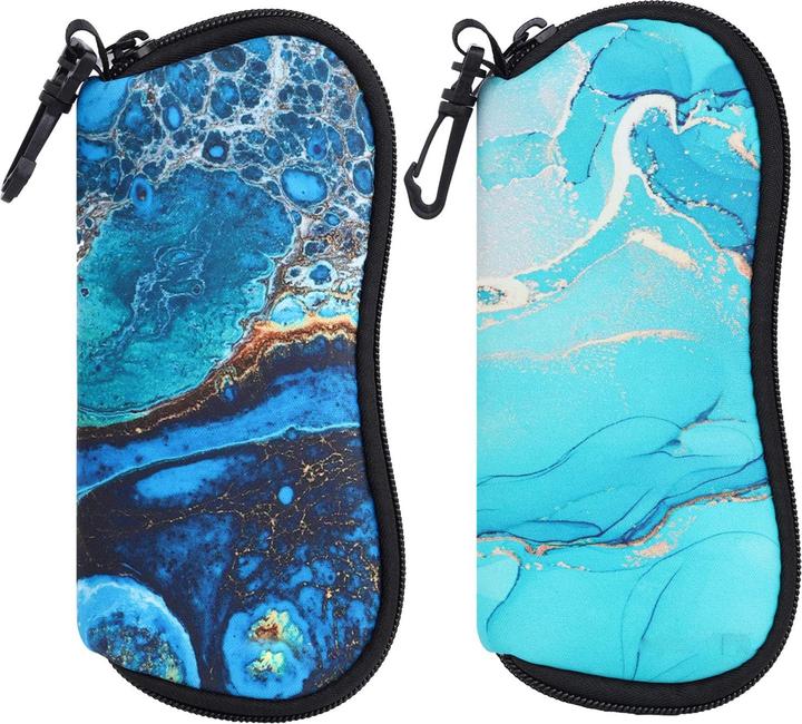 Only-Bags.Store 2-teiliges weiches Sonnenbrillenetui,Neopren-Brillentasche mit Reissverschluss,Tragbare