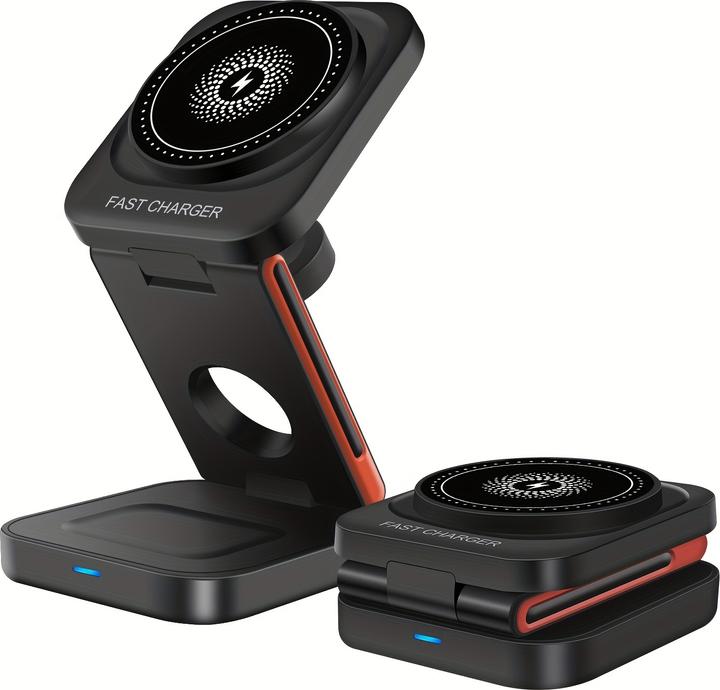 Immagine prodotto PhoneLook 3-in-1 15W Magnetischer Kabelloser Ladegerät mit Faltbarem Ständer für iPhone / Apple Watch / AirPod (15 W)