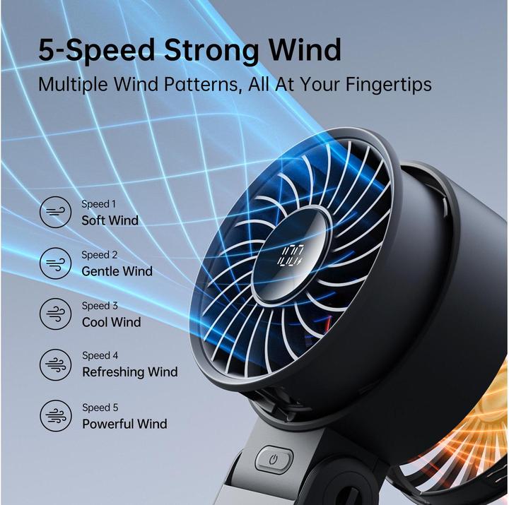 Actual product image Jisulife Mini wentylator Handheld Fan Life7 3600mAh przenośny wiatraczek USB - czarny