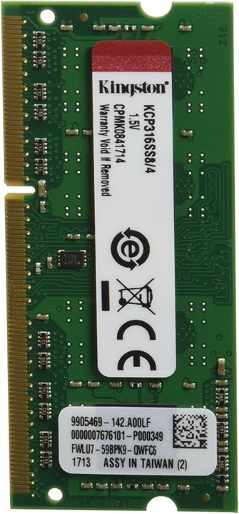 Produktbild Kingston Kcp316ss8/4 (1 x 4GB, 1600 MHz, DDR3-RAM, SO-DIMM)