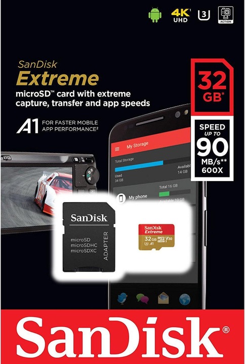 Productafbeelding SanDisk Extreme UHS-I V30 (32 GB, microSDHC, U3, UHS-I)