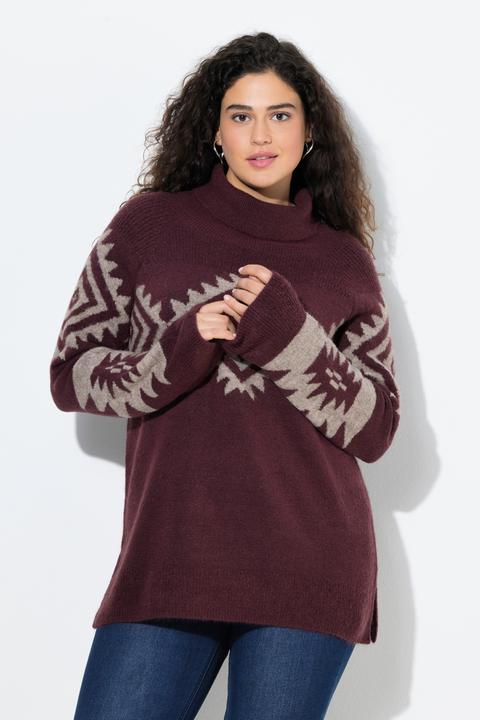 Produktbild Ulla Popken Pullover, Strickmuster, Rollkragen, Raglan-Langarm (46, 48)