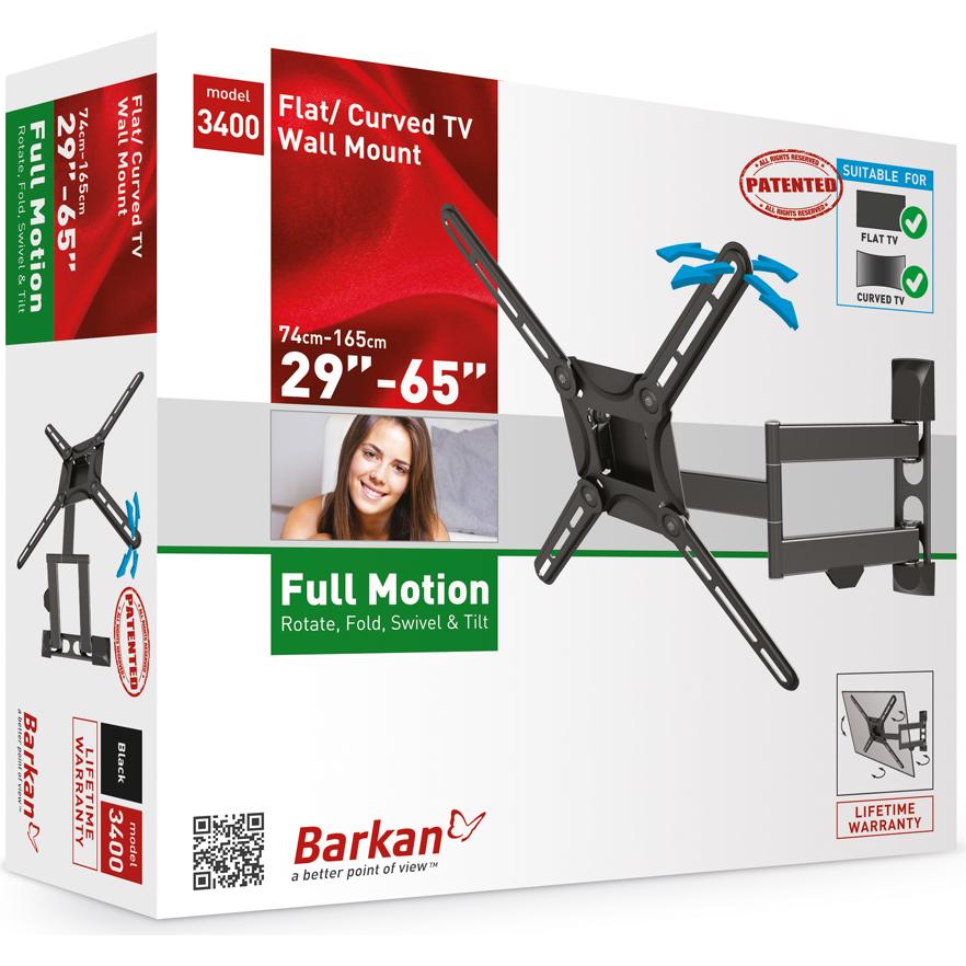 Thumbnail - Barkan Wh 3400 (Wand, 65", 49 kg), TV Wandhalterung, Schwarz