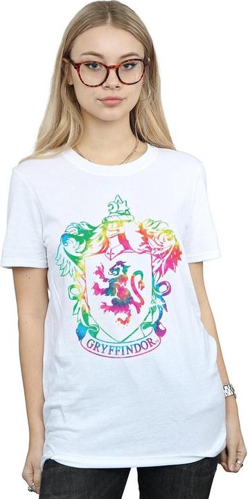 Actual product image Womens/Ladies Gryffindor Crest Tie Dye Infill Cotton Boyfriend T-Shirt (L)
