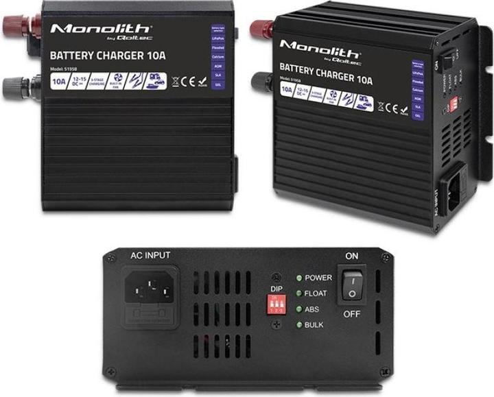 Produktbild Qoltec Inteligentna ładowarka Monolith do akumulatorów LiFePO4 AGM GEL SLA | 10A | 12V