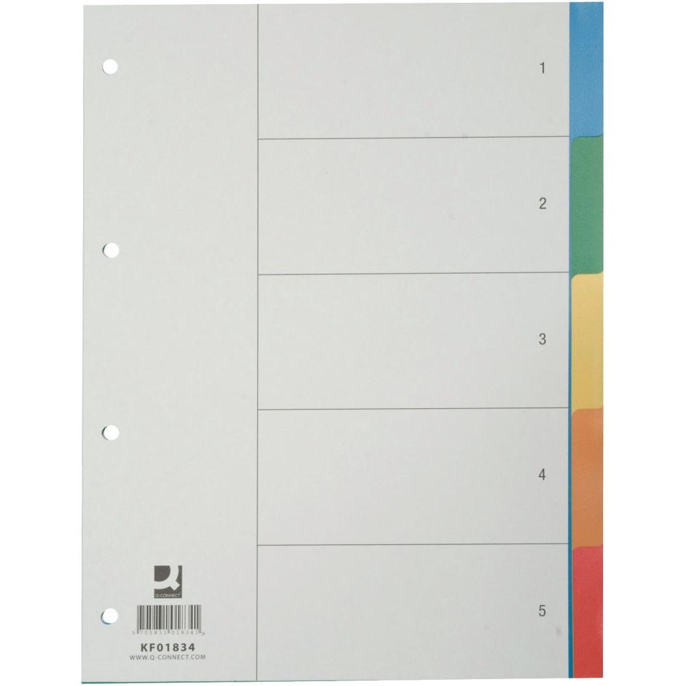 Q-Connect, Ordner Zubehör, Kunststoff-Register 5-teilig