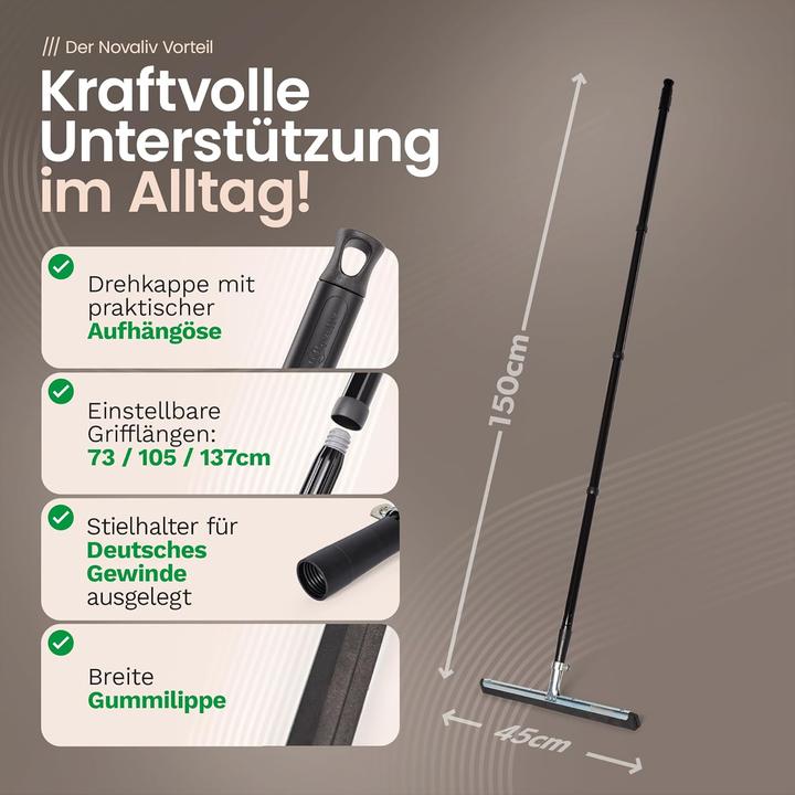 Actual product image Novaliv Wasserschieber Bodenabzieher 45cm mit Stiel 137 cm Duschabzieher Abzieher Dusche Boden Abzie