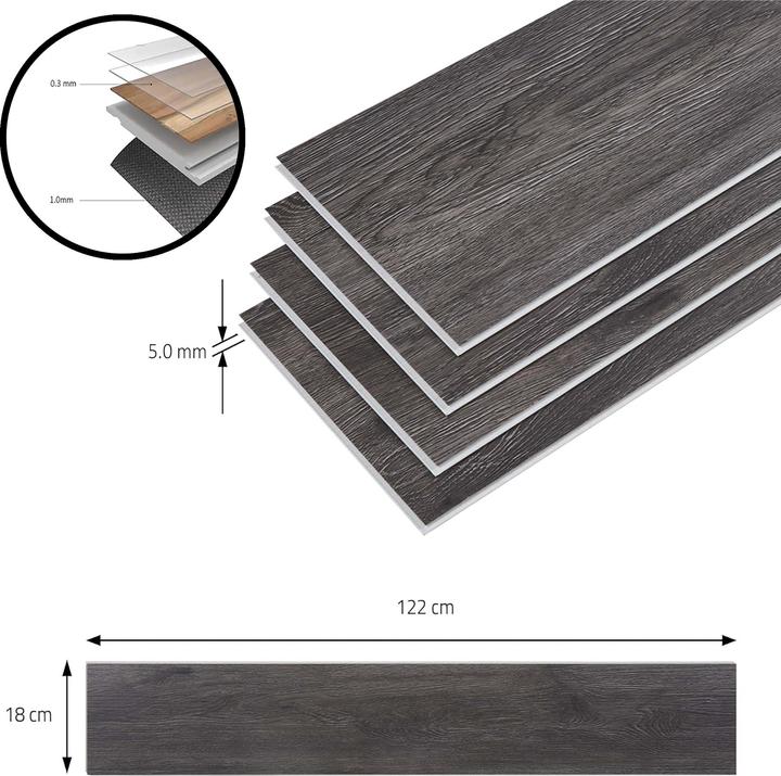 Image du produit neu.holz SPC Klickboden Okapirg 10 Dekordielen 2,196 m² Midnight Oak () (Sol en vinyle, 2.20 m²)