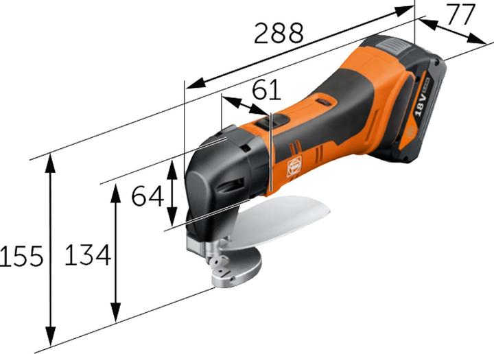 Actual product image Fein Cesoia per lamiera a batteria fino a 1,6 mm ABLS 18 1.6 E AS Set 2x 5 Ah