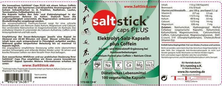 Valori nutrizionali e ingredienti Saltstick Più (100 Pezzo/i, Pillole, 110 g)