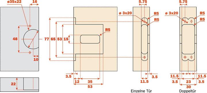 Actual product image Salice Conecta Scharnier, Holztür Titanium