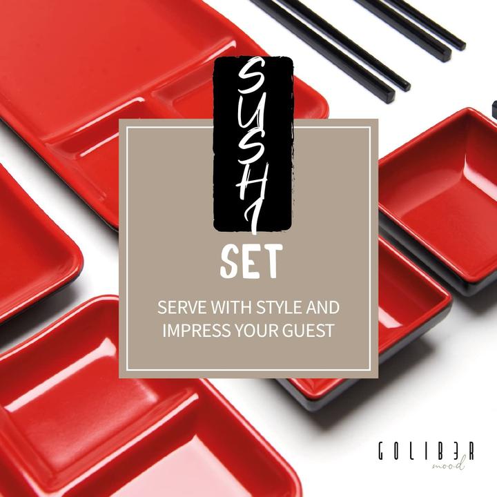 Actual product image Goliber Sushi serving set in red (4 pcs.)