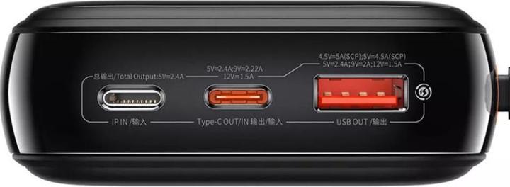 Actual product image Baseus Powerbank Qpow PRO with cable, 20000mAh, 22.5W (Black) (20000 mAh, 22.50 W, 76 Wh)