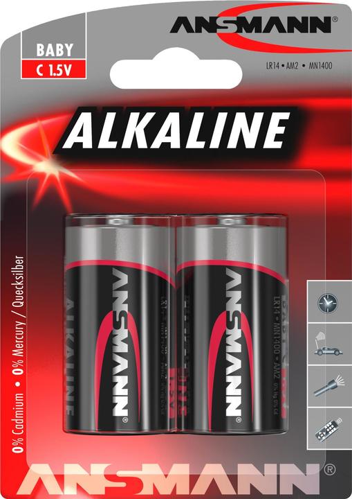 Ansmann RED LINE - Batterie 2 x C - Kohlenstoff (2 Stk., C, 7000 mAh)