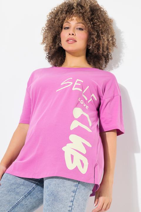 Immagine prodotto Ulla Popken T-shirt dal taglio oversize con scritta stampata, scollo a girocollo e mezze maniche (42, 44)