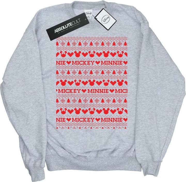 Actual product image Disney Girls Mickey And Minnie Christmas Fair Isle Sweatshirt (152, 158)