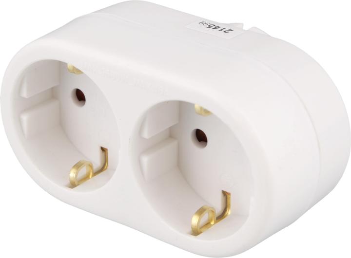 Deltaco Branch Socket, grounded, 2-socket - White (3680 W)