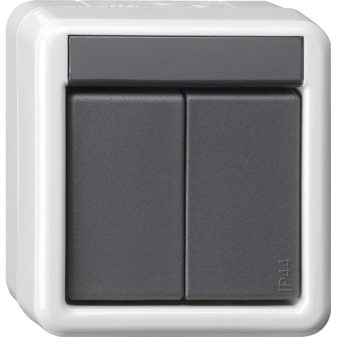Gira Pulsante KNX BA 2gang grigio superficie 2 punti 516230, Pulsante + Interruttore, Grigio