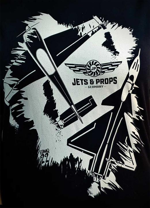 Actual product image t-shirt "m" jets & props grunge big 400, premium, navy, digital direct print (M)