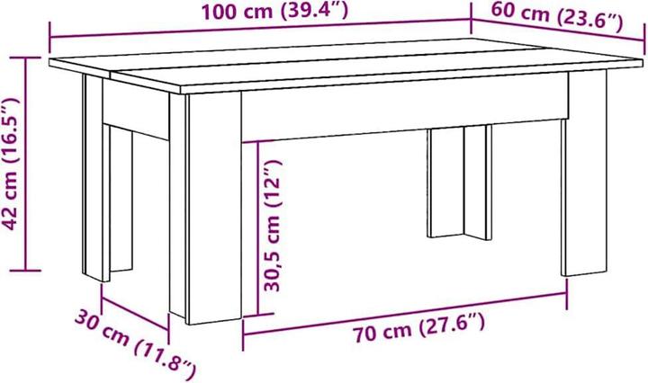 Image du produit vidaXL Couchtisch (100 x 60 x 42 cm)