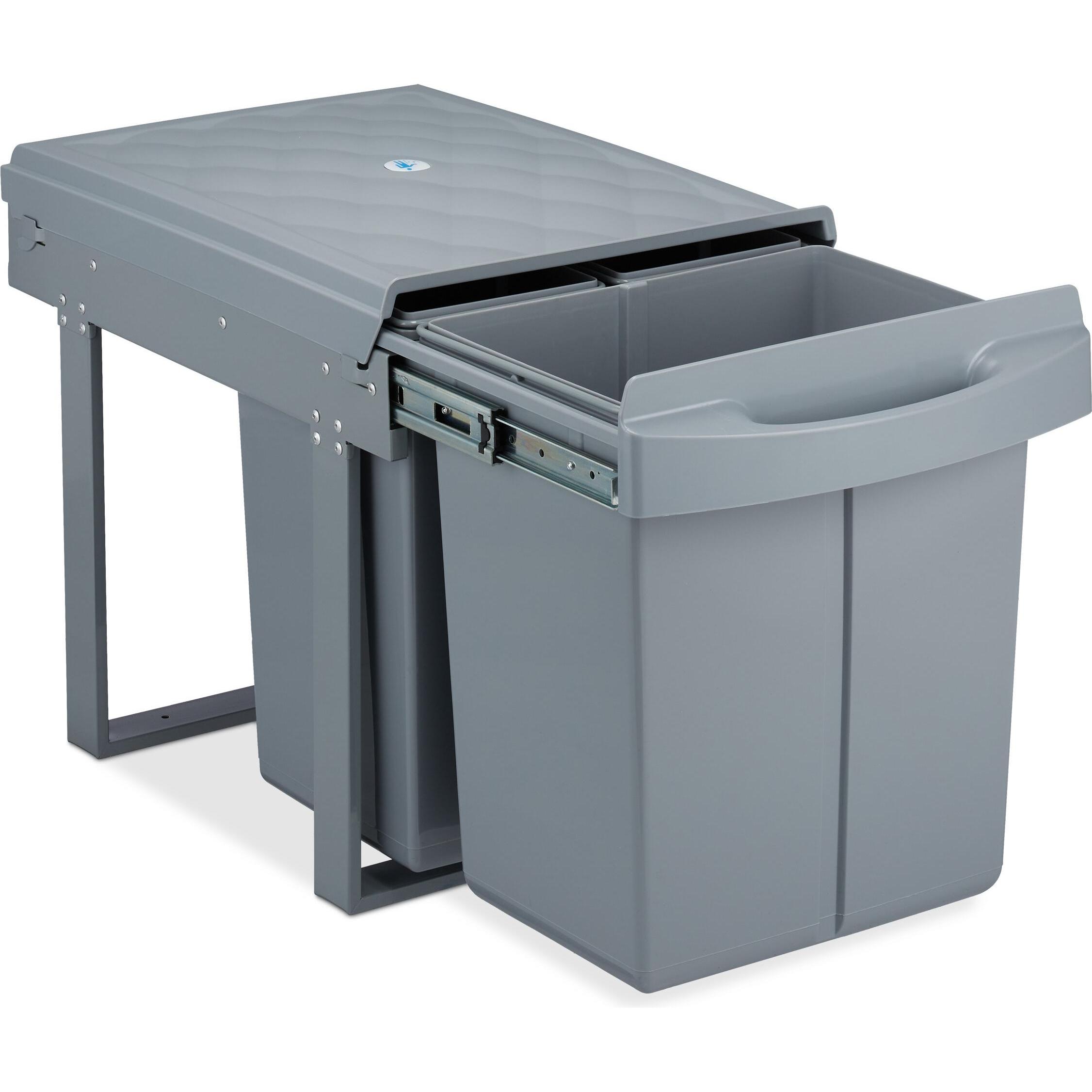 Relaxdays Einbaumülleimer, Abfalleimer, Grau