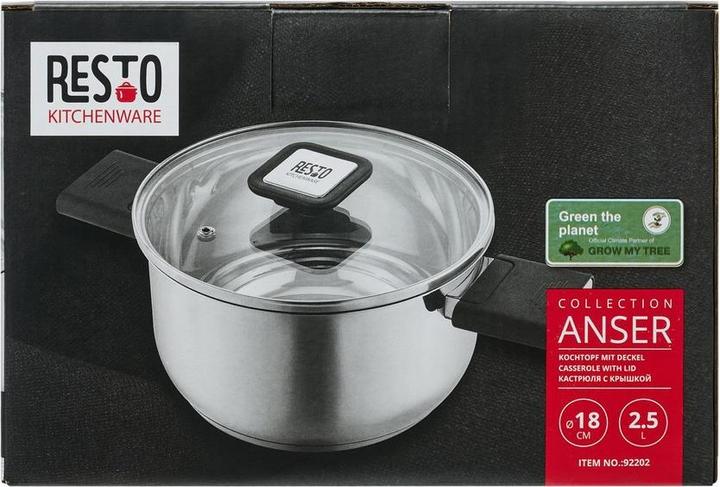 Image du produit Resto CASSEROLE D18CM 2.5L/92202 (Casserole à manche, Acier inoxydable, 18 x 10 cm)