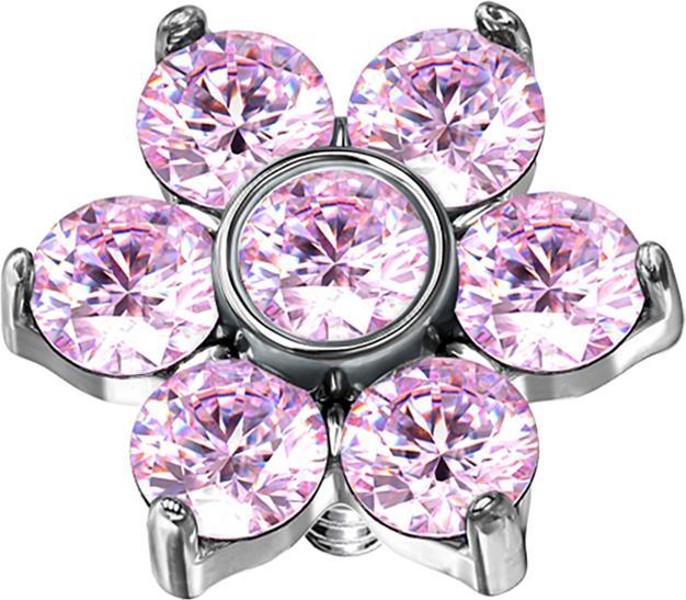 Immagine prodotto Star Piercing Fiore dell'ancora dermica di cristallo rosa (senza ottone, Acciaio chirurgico 316L)