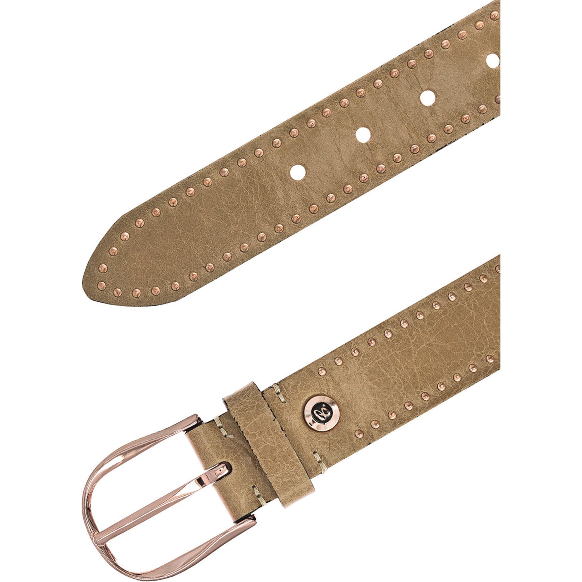 Thumbnail - B.Belt, Damen, Gürtel, Nietengürtel Leder, Beige, (100)