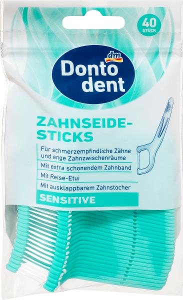 Produktbild dm Dontodent Zahnseidesticks sensitive mit Etui