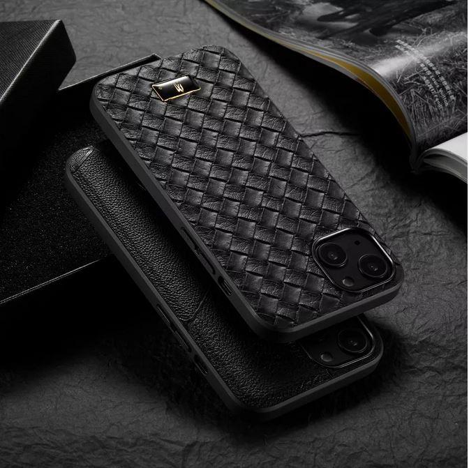 Actual product image Fierre Shann Coque étui en cuir synthétique tissé (Apple iPhone 13 Pro Max)