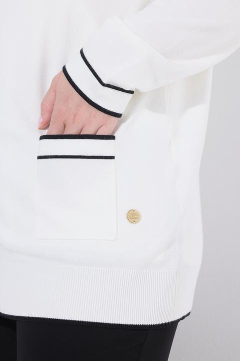 Produktbild Ulla Popken Twinset-Strickjacke, Streifen, V-Ausschnitt, Langarm (60)