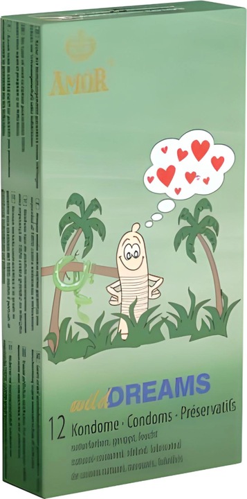 Amor Wild Dreams" 12 preservativi scanalati per una stimolazione ad ogni spinta (12 pz.)