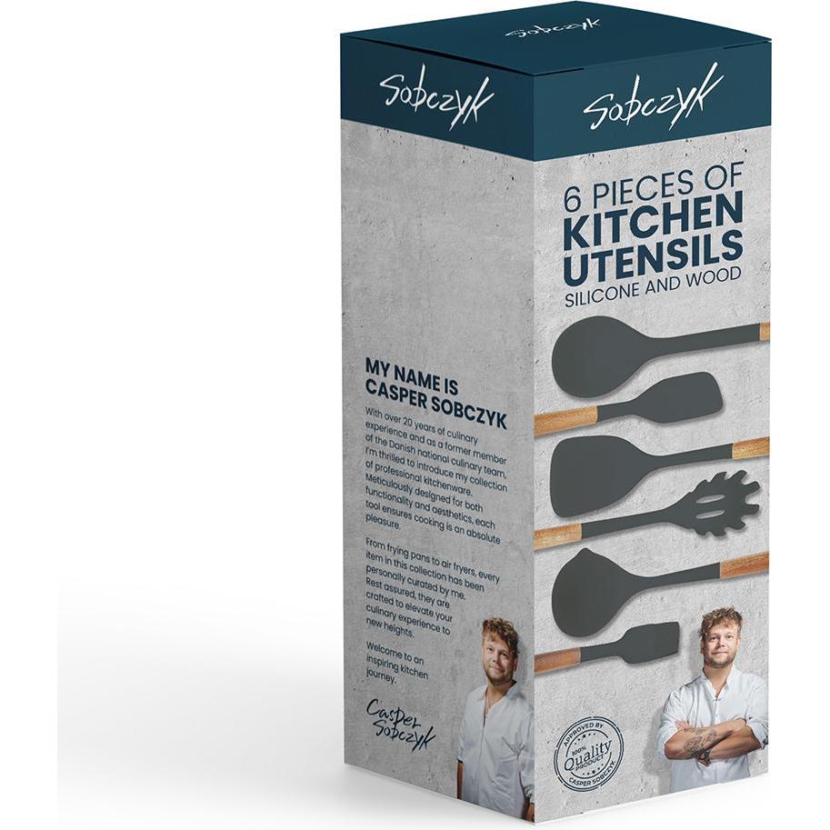 Thumbnail - Sobczyk 6 Kitchen Tools - Silicone+Wood, Kochbesteck