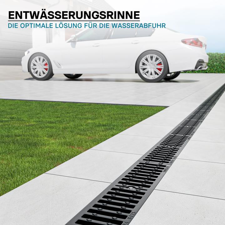 Produktbild Wiltec Entwässerungsrinne 1m Abdeckrost 12,5t Gusseisen Ablaufrinne Abwasserrinne
