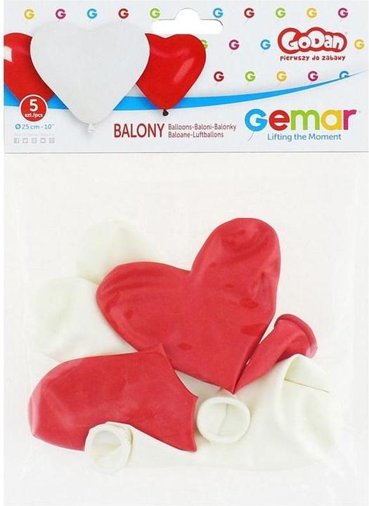 GMR Pastellrote und weisse Herzballons, 5 Stück (5 x)