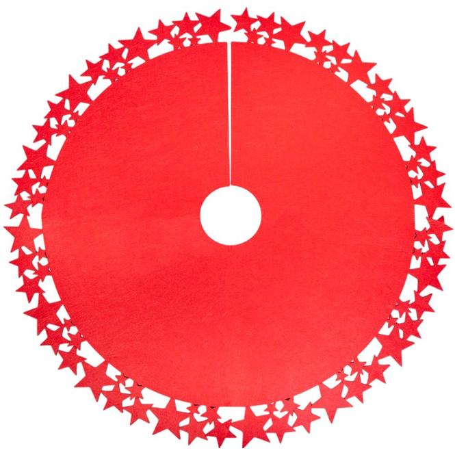 Produktbild MICA Living Weihnachtsbaum-Decke - rot mit Sternen - ø ca. 90 cm