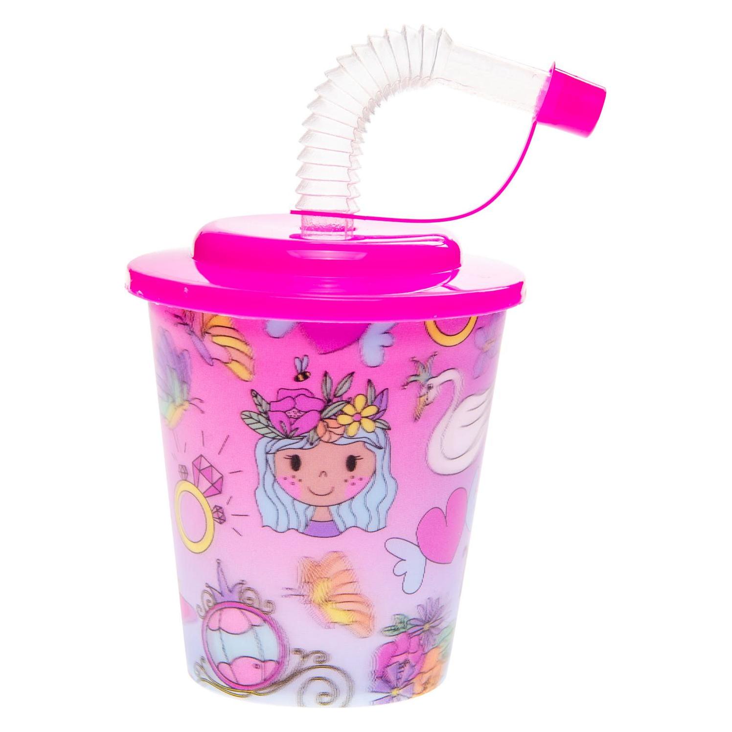 Lg-Imports, Wegwerpservies, Beker Met Deksel En Rietje Princess, 12 Stuks. (12 x)